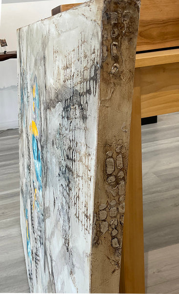 GRIDLOCK, Mixed Media on Canvas, 36"H x 48"W, 1.5"D, 2023