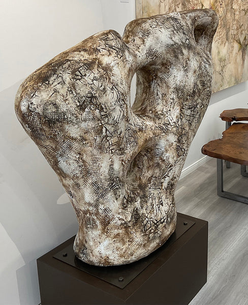 JUGGLING PERSPECTIVES, Concrete, 43"H x 48"W x 14"D (sculpture only), 2024