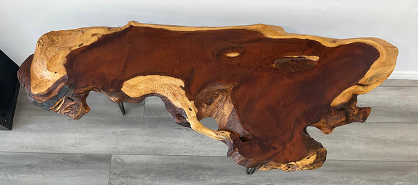 PELE'S FIRE, Hawaiian Kiawe Accent Table, 49.5"W x 19"D x 29.5"H