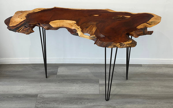 PELE'S FIRE, Hawaiian Kiawe Accent Table, 49.5"W x 19"D x 29.5"H