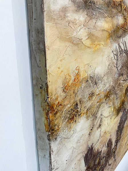 EMBRACING THE HEAT, Mixed Media on Canvas, 48"H x 60"W, 1.5"D, 2024