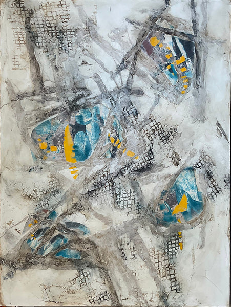 GRIDLOCK, Mixed Media on Canvas, 36"H x 48"W, 1.5"D, 2023