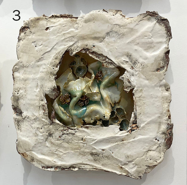 HIDDEN TREASURES, 13"x13", 11.5"x11.5" Ceramic, 2025