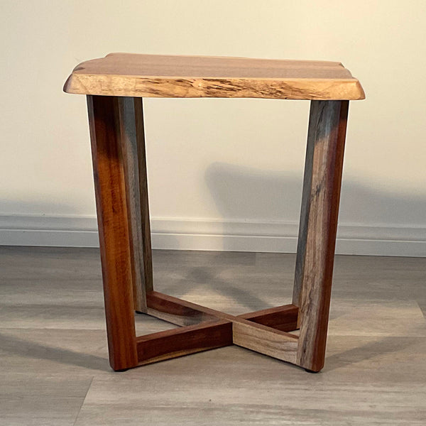 KOA TWIN TWO,  Hawaiian Koa accent table, 15.5"W x 14"D x 17"H, 2025