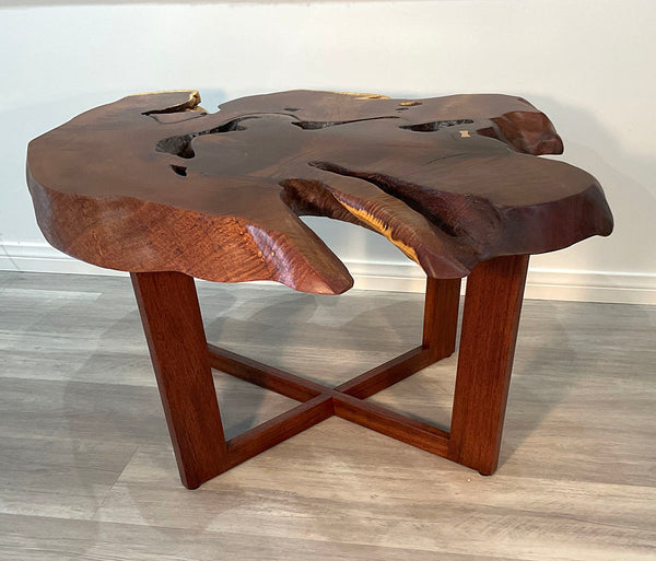 OCEAN'S EDGE, Live Edge Hawaiian Kiawe Coffee Table with Nesting Side Tables, 2024