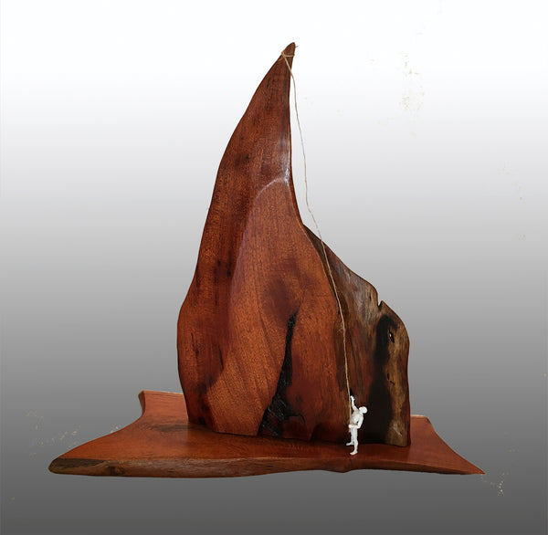 CHALLENGING THE NORTH FACE, Hawaiian Kiawe Sculpture, 6"W x 18"L x 17"H, 2020