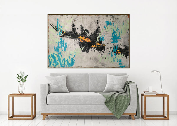 ENCOUNTER, Clay Monoprint in black floating frame, 48"H x 72"W x 2"D, 2021