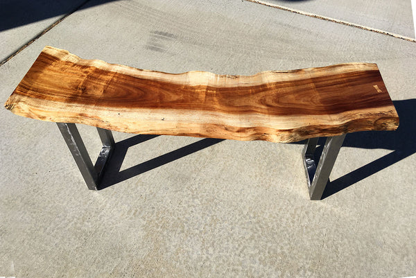FLASH OF LIGHT, Live Edge Hawaiian Koa Bench, 46"W x 11"D x 18"H, 2020