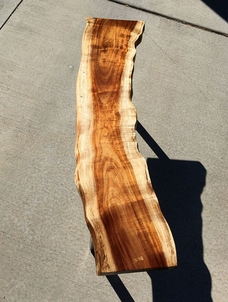 FLASH OF LIGHT, Live Edge Hawaiian Koa Bench, 46"W x 11"D x 18"H, 2020