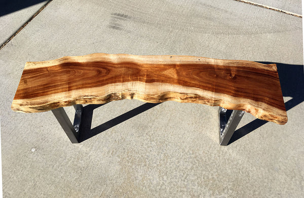 FLASH OF LIGHT, Live Edge Hawaiian Koa Bench, 46"W x 11"D x 18"H, 2020