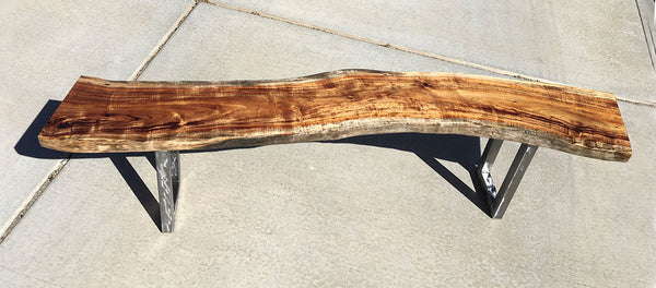 HONOLII STREAM, Hawaiian Koa Bench, 73"W x 11"D x 18"H, 2021