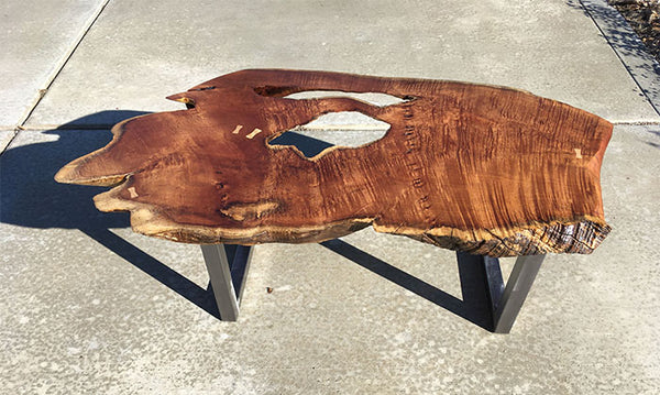 FROM SAND TO SEA, Live Edge Hawaiian Kiawe Coffee Table, 47.5"W x 28"D x 17.5"H, 2019