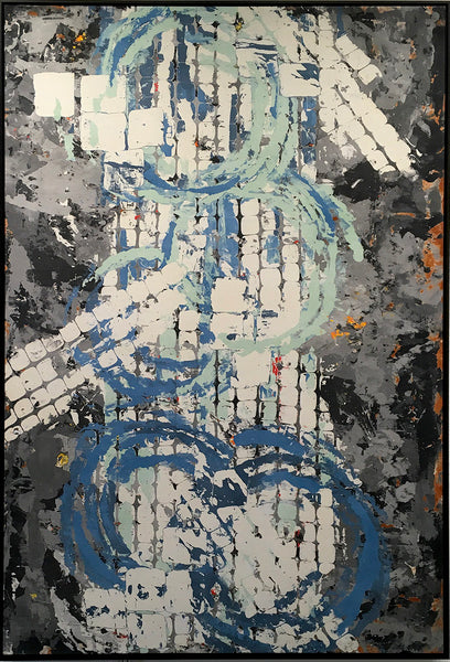 SOWING THE SEEDS OF POSSIBILITY, Clay Monoprint in black floating frame, 48"H x 72"W x 2"D, 2021