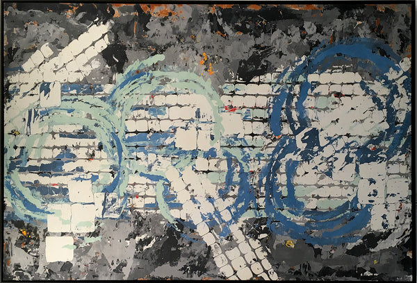 SOWING THE SEEDS OF POSSIBILITY, Clay Monoprint in black floating frame, 48"H x 72"W x 2"D, 2021