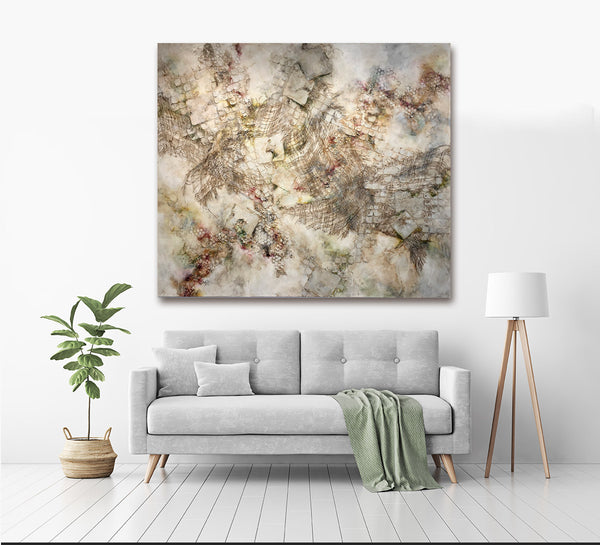 SOUND OF SILENCE, Mixed Media on Canvas, 72"H x 84"W, 2"D, 2022