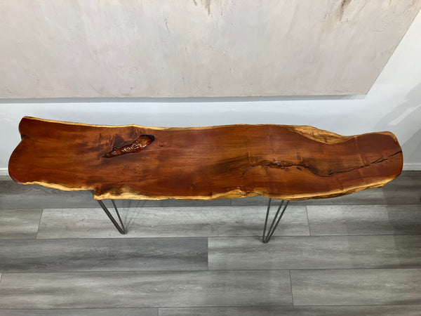 SHIMMERING BREEZE, Live Edge Hawaiian Kiawe Console Table, 62" x 13" x 29"H