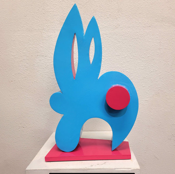 LOVE BUNNY, Oil enamel on Steel, 21"H x 13"W x 7.5"D