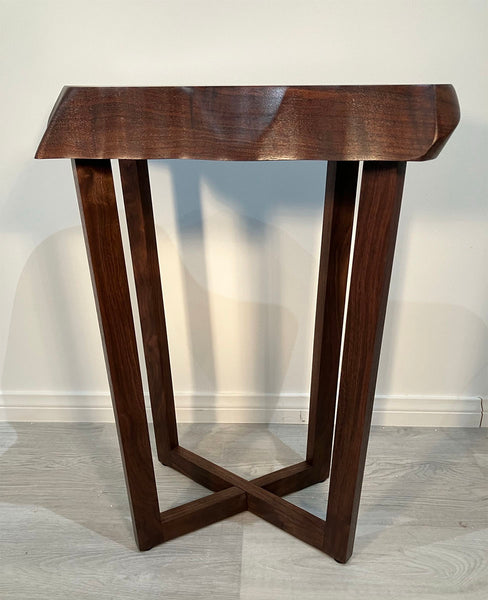 GALAXY OF GRAIN IV, Natural Edge Walnut End Table, 20"W x 17"D x 22"H