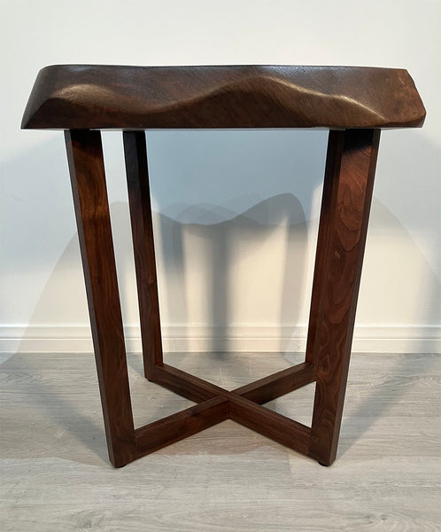 GALAXY OF GRAIN III, Natural Edge Walnut End Table, 16"W x 15"D x 25"H