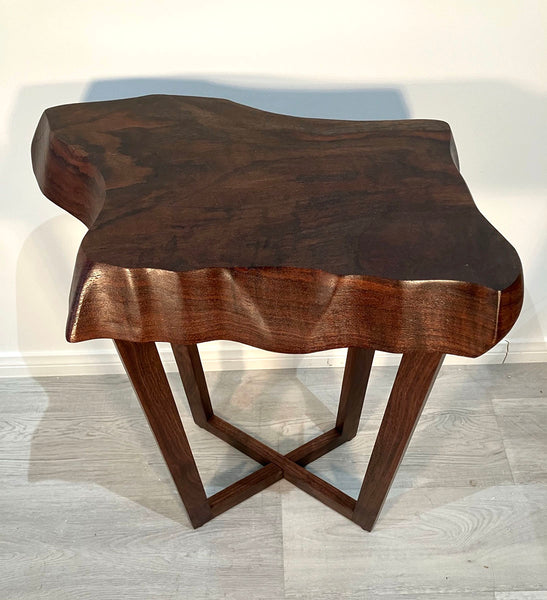 GALAXY OF GRAIN I, Natural Edge Walnut End Table, 19"W x 12"D x 25"H