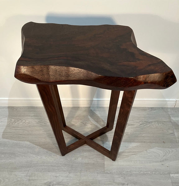 GALAXY OF GRAIN I, Natural Edge Walnut End Table, 19"W x 12"D x 25"H