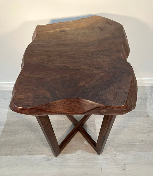 GALAXY OF GRAIN II, Natural Edge Walnut End Table, 21"W x 16"D x 22"H