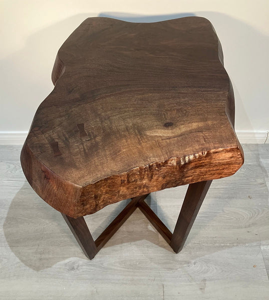 GALAXY OF GRAIN II, Natural Edge Walnut End Table, 21"W x 16"D x 22"H