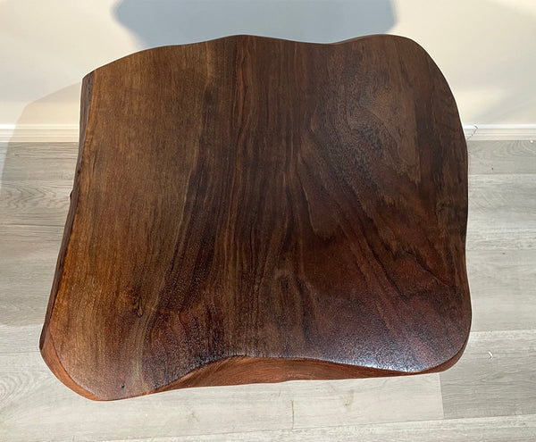 GALAXY OF GRAIN III, Natural Edge Walnut End Table, 16"W x 15"D x 25"H