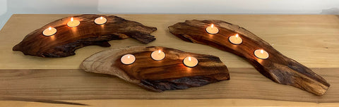 NATURE'S GLOW, Live-Edge Tealight Holders