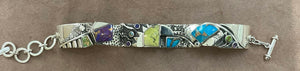 TURQUOISE, SERPENTINE, MOJAVE TURQUOISE 'M' BRACELET, STERLING SILVER