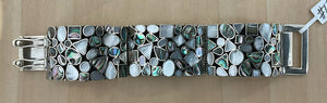 MOTHER OF PEARL/ABALONE BRACELET, STERLING SILVER