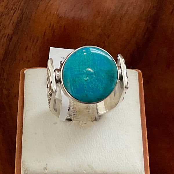 TURQUOISE-SHELL REVERSIBLE RING, STERLING SILVER