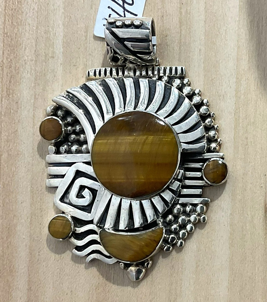 TIGER EYE PENDANT , STERLING SILVER