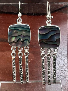 ABALONE EARRINGS, STERLING SILVER