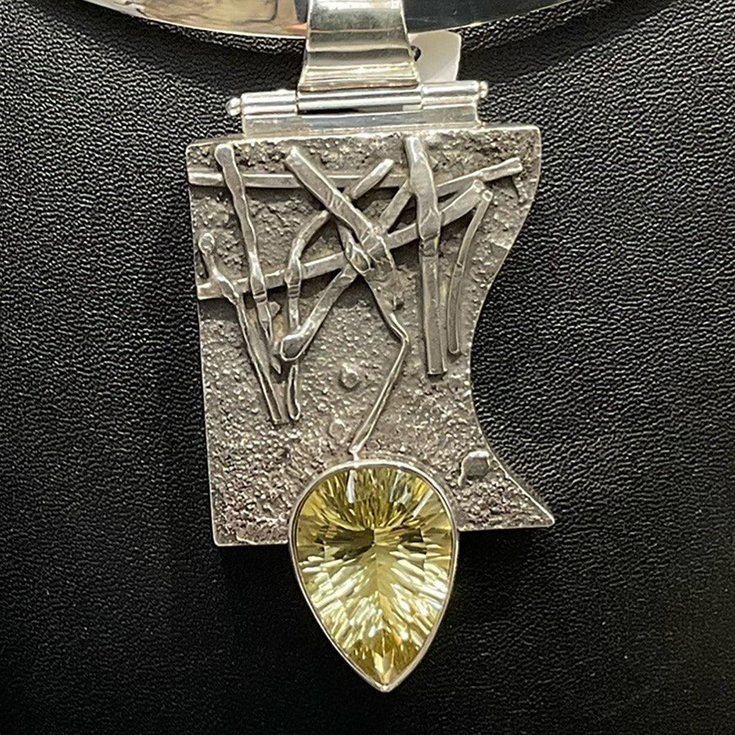 YELLOW CITRINE PENDANT, STERLING SILVER