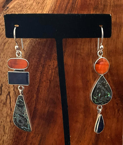 ASYMMETRICAL EARRINGS, STERLING SILVER