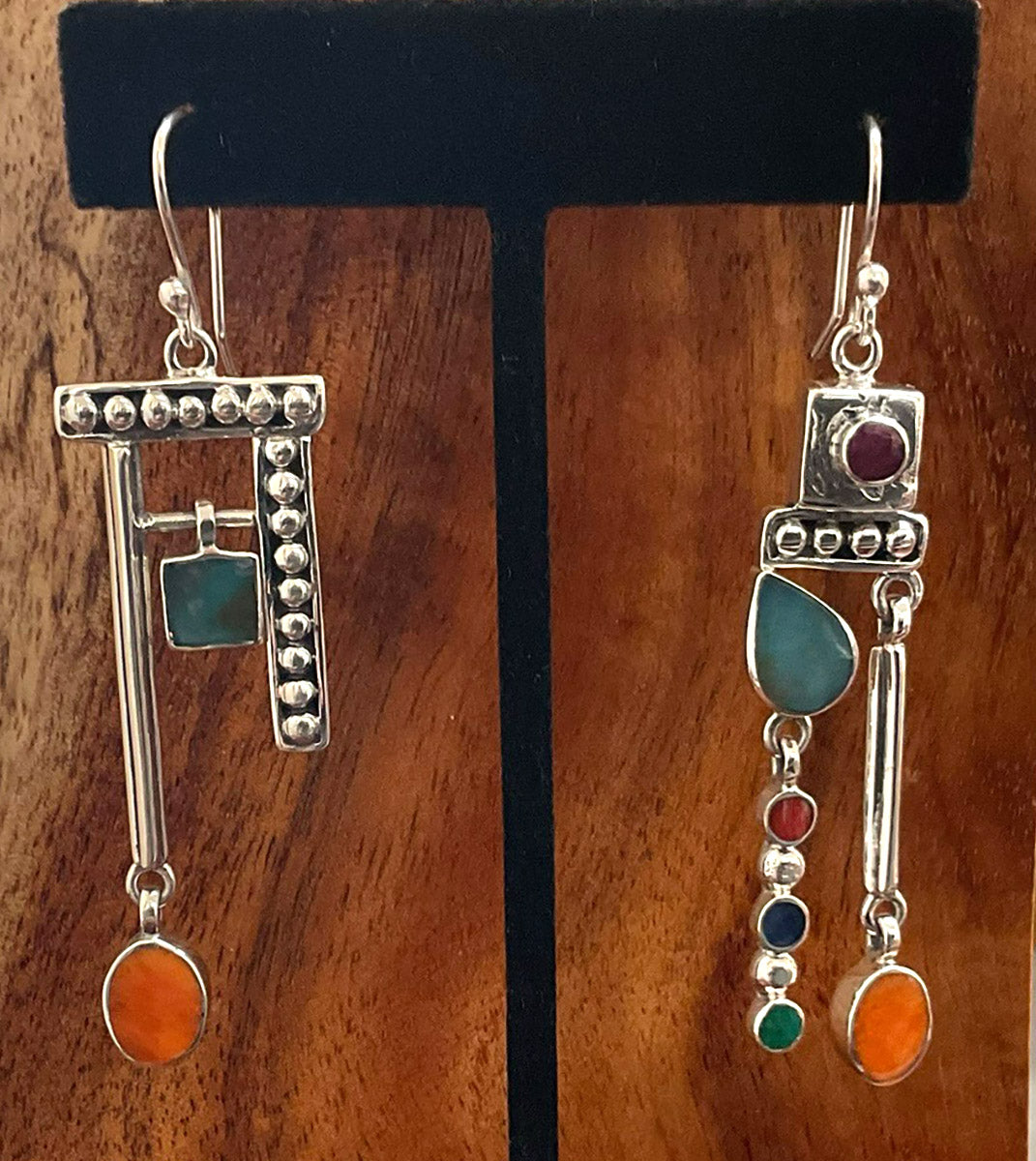 ASYMMETRICAL EARRINGS, STERLING SILVER