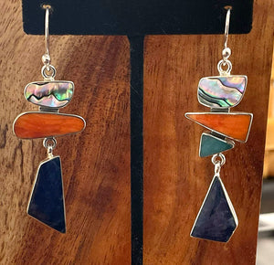 ASYMMETRICAL EARRINGS, STERLING SILVER