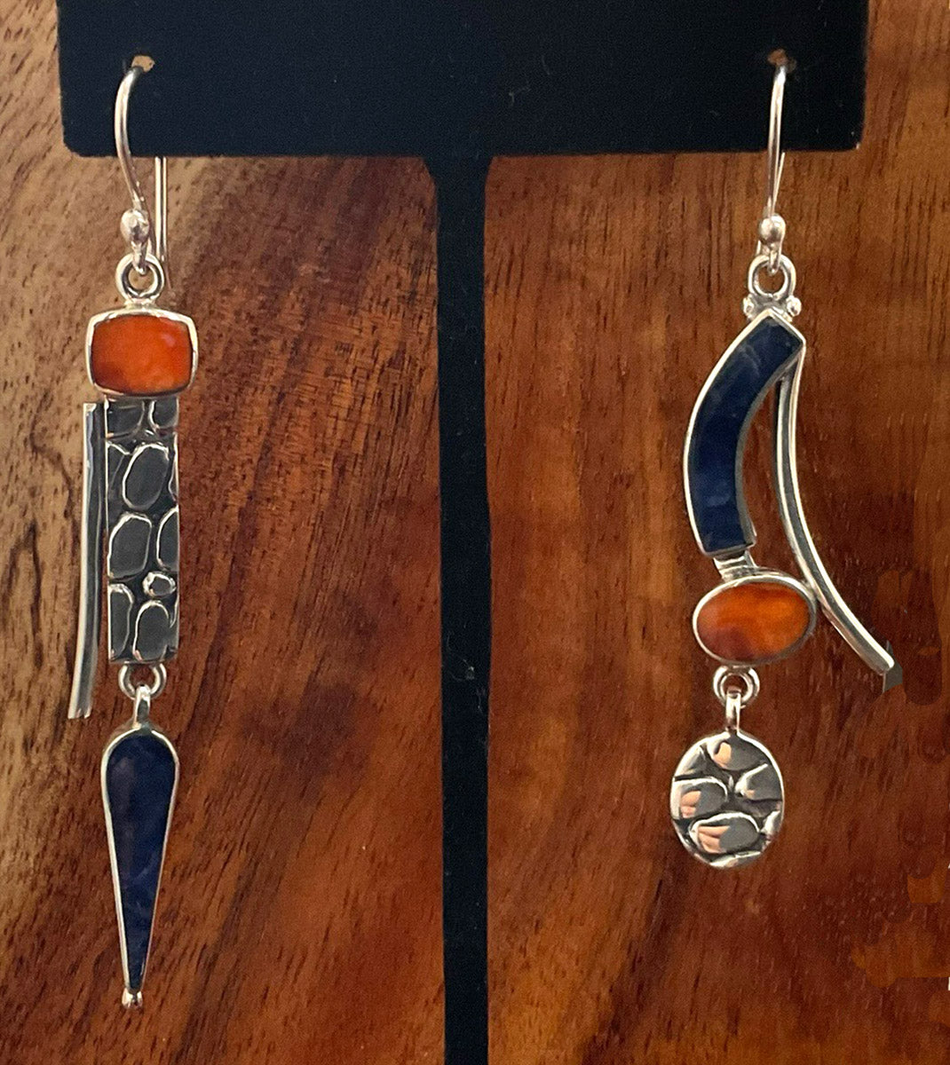 ASYMMETRICAL EARRINGS, STERLING SILVER