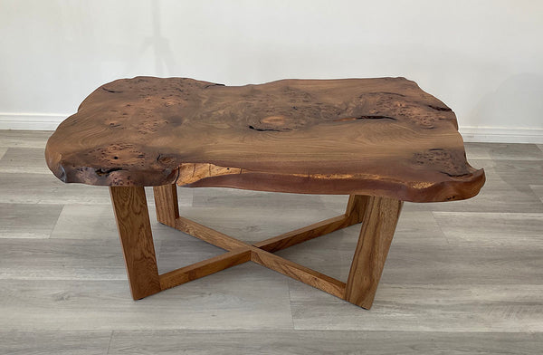 Wych's Burl, Live Edge English Wych Elm Coffee Table with Nesting Side Tables, 2024