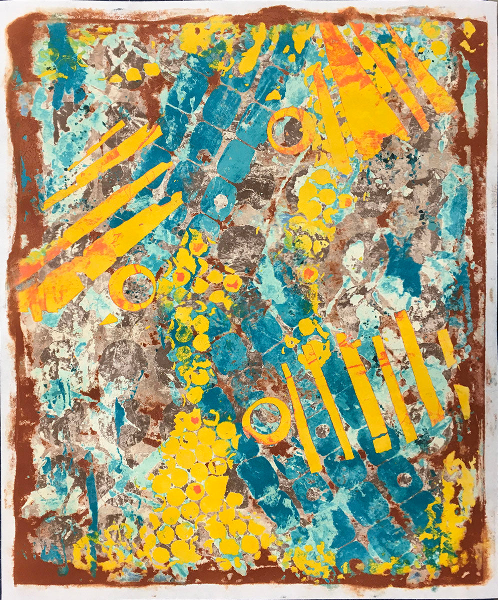 BELOW THE SURFACE II, Clay Monoprint, 30"H x 25"W, 2021