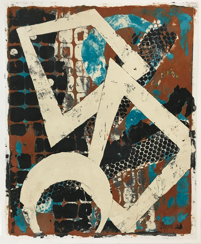 BLAST FROM THE PAST, Clay Monoprint, 30"H x 25"W, 2018