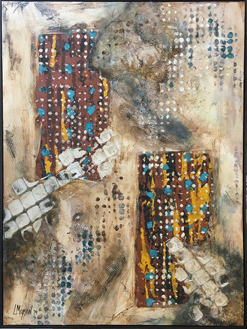 DELUGE, Mixed Media on Canvas, Framed, 49"H x 37"W, 2019