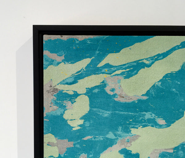 ENCOUNTER, Clay Monoprint in black floating frame, 48"H x 72"W x 2"D, 2021