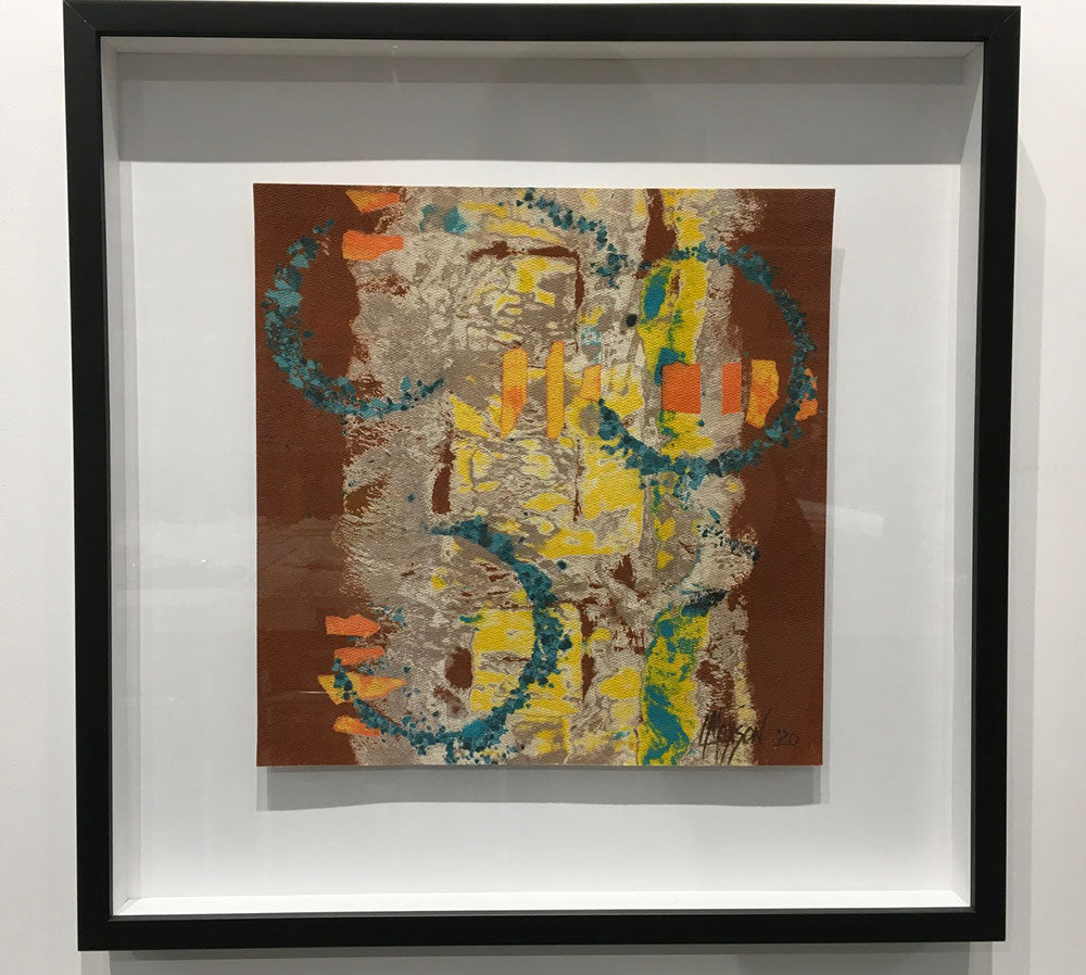 FRAGMENTED THOUGHTS, 12" x 12" Clay Monoprint, Framed, 19"H x 19"W x 1.5"D, 2019