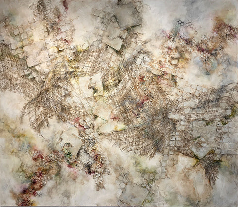SOUND OF SILENCE, Mixed Media on Canvas, 72"H x 84"W, 2.5"D, 2022