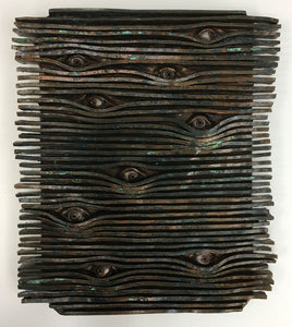 VENETIAN EYES, Ceramic with Bronze Finish, 19"H x 16.5"W x 2"D, 2020