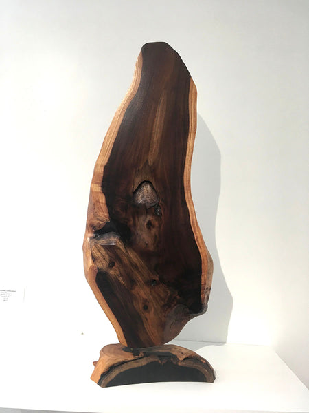 CHOCOLATE COMBUSTION, Hawaiian Milo Sculpture, 5"W x 11"L x 24"H, 2019