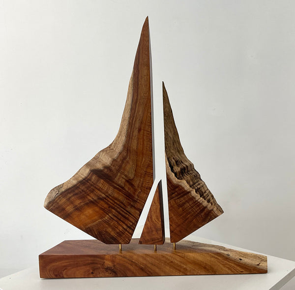 CONVERGENCE, 21"W x 4"D x 24"H, Koa Sculpture