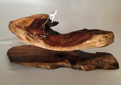 FISHING FOR MERMAIDS WHILE NAKED NEVER WORKED FOR STANLEY, Hawaiian Koa, 22.5"W x 11"H x 6"D
